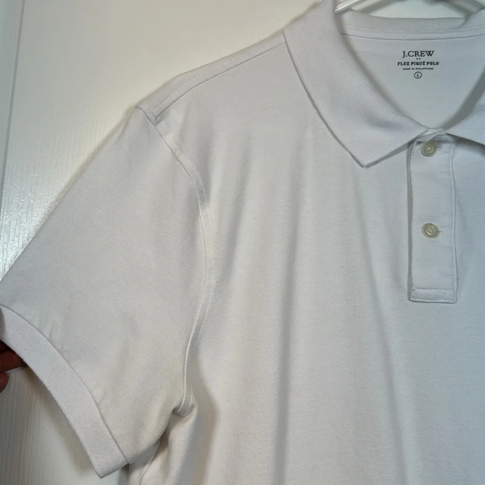 J Crew Large White Collared Pullover Pique Polo Casual Size Large EUC #0481-LA